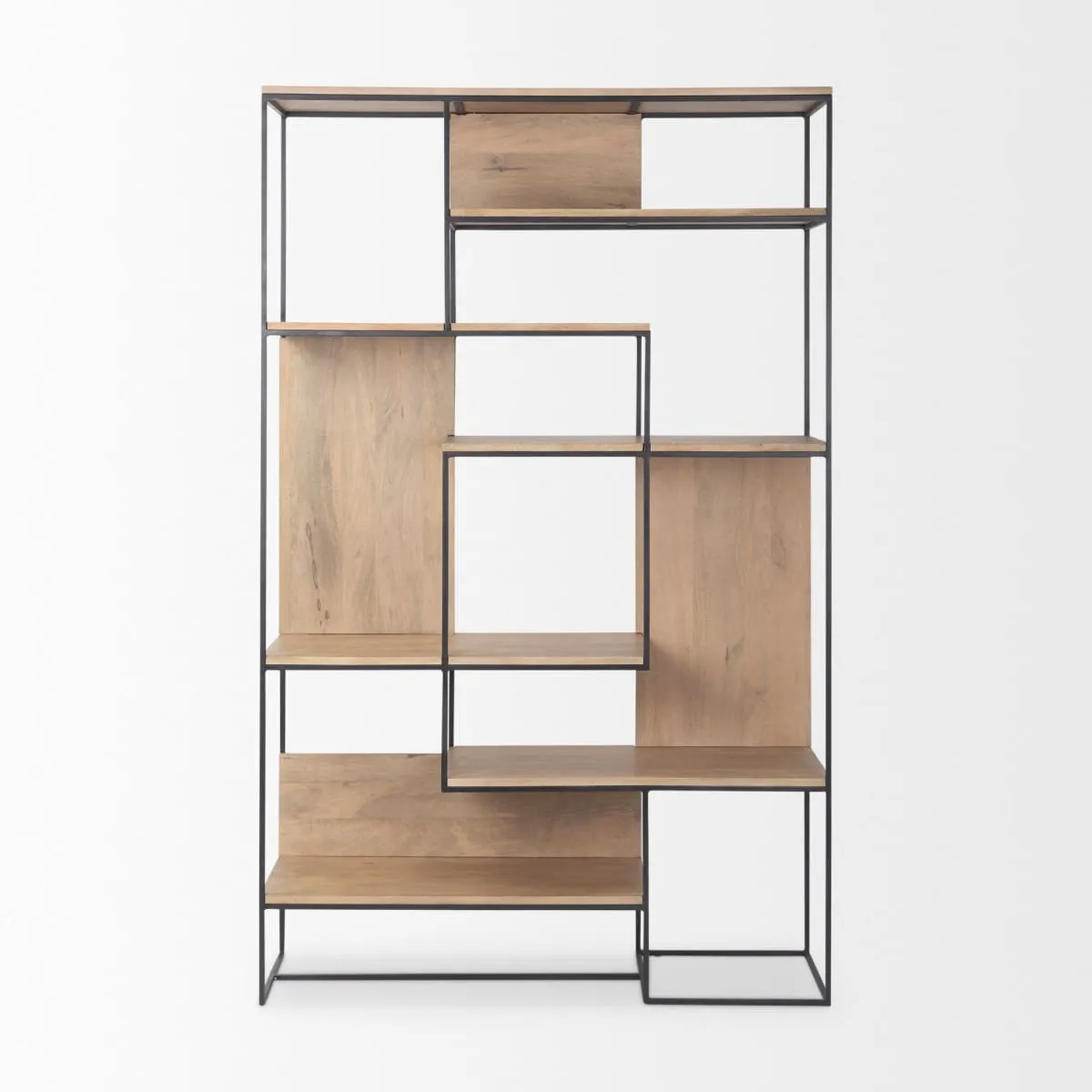 Morris 6 Tier Shelving Unit Brown Wood | Black Metal