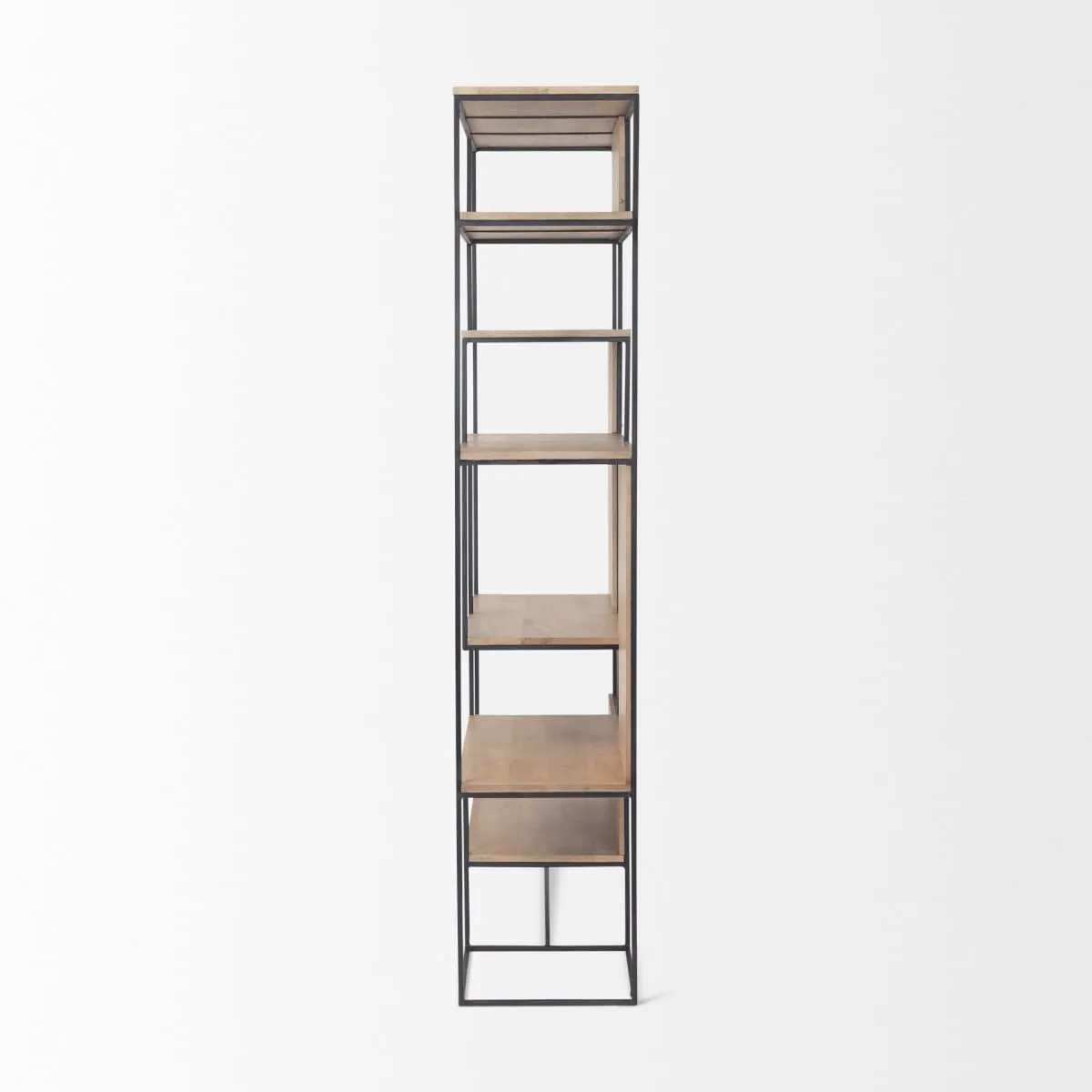 Morris 6 Tier Shelving Unit Brown Wood | Black Metal