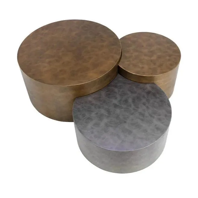 Neo Coffee Tables Set Of 3 Modern Antique Brass Finish