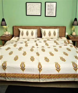 Olive Grace Hand Block Print Bedsheet   Cushion Cover   Dohar