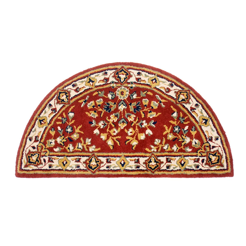 Oriental Half Round Hearth Rug, 44x22-in