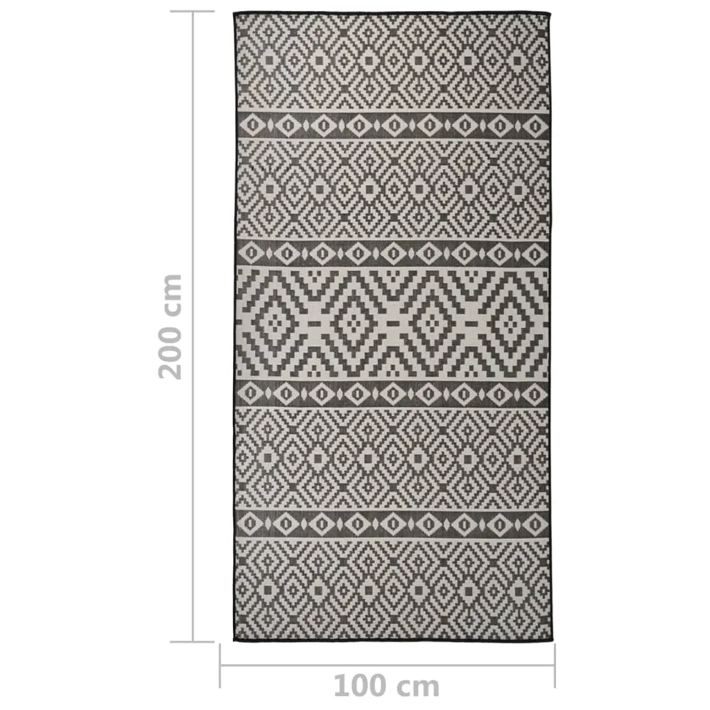 Outdoor Flatweave Rug 100x200 cm Black Stripes