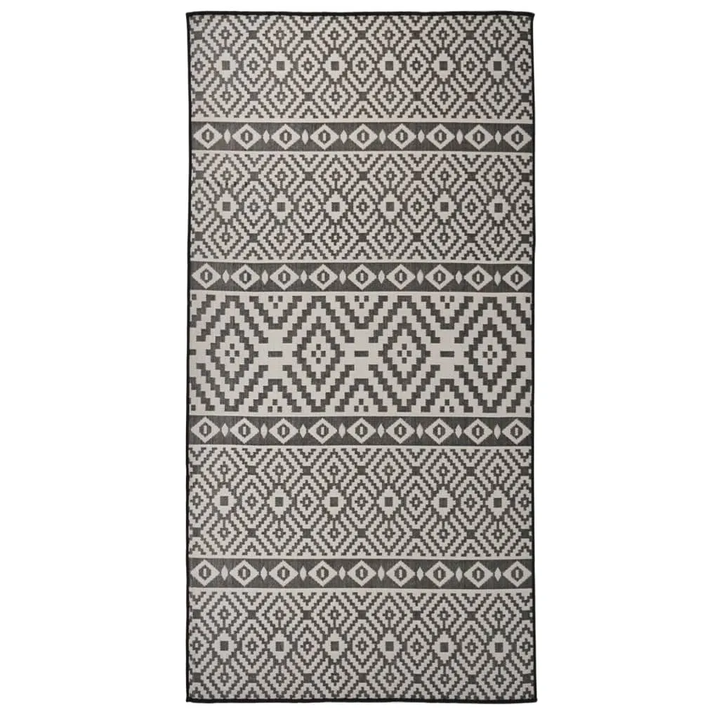 Outdoor Flatweave Rug 100x200 cm Black Stripes