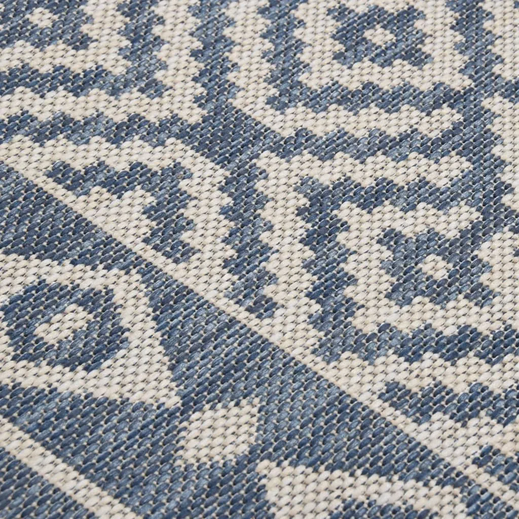 Outdoor Flatweave Rug 100x200 cm Blue Stripes