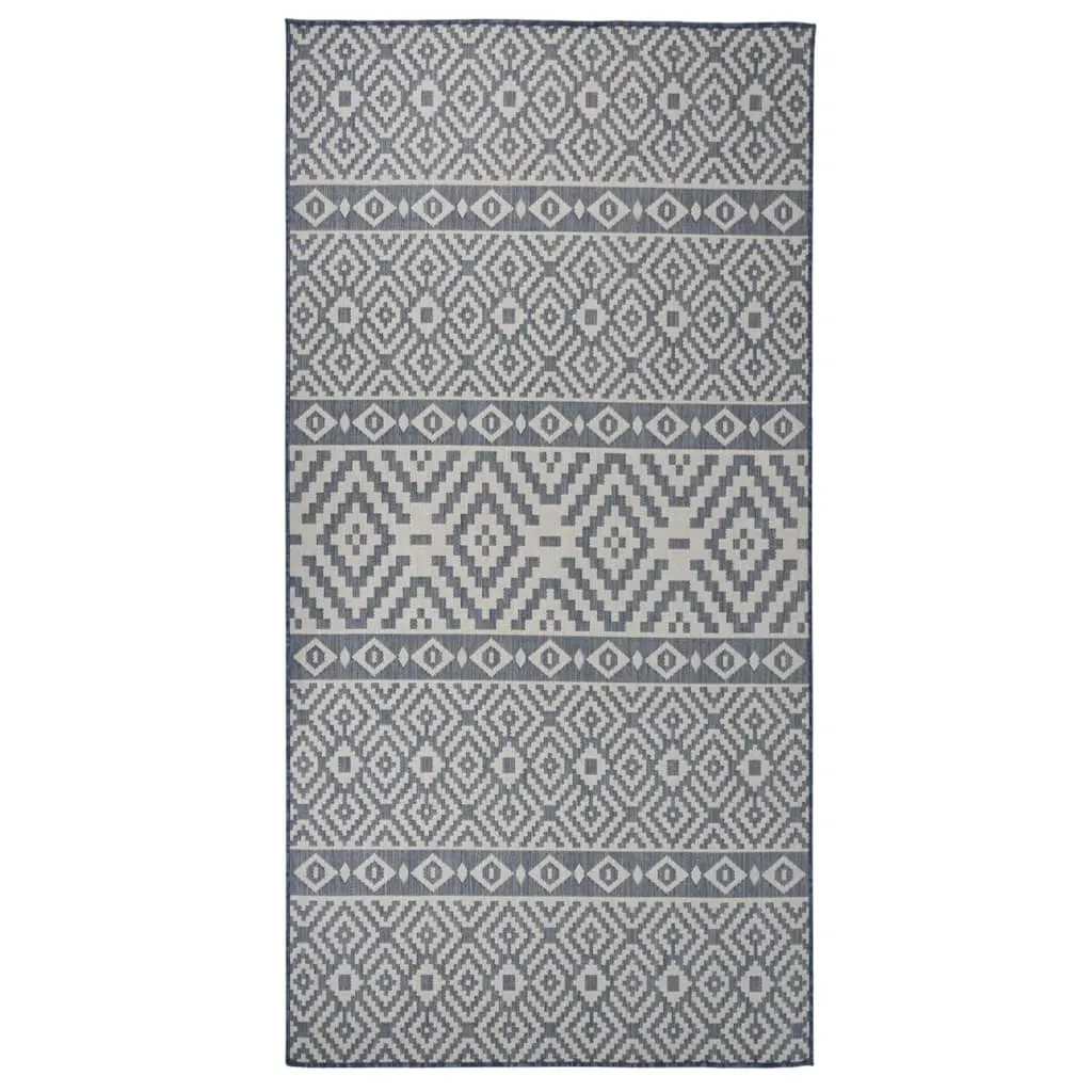 Outdoor Flatweave Rug 100x200 cm Blue Stripes