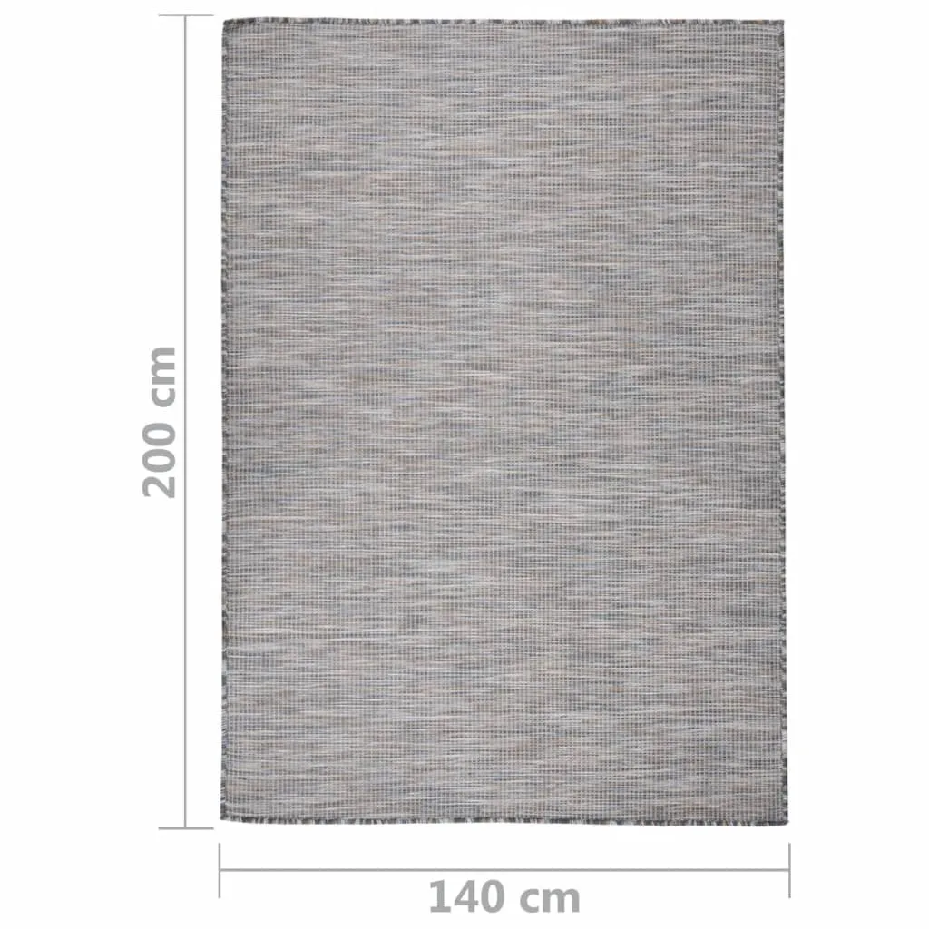 Outdoor Flatweave Rug 140x200 cm Brown and Black