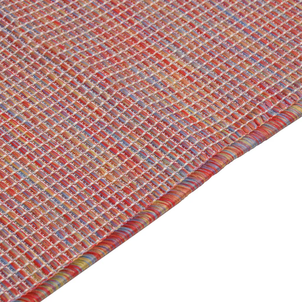 Outdoor Flatweave Rug 140x200 cm Red