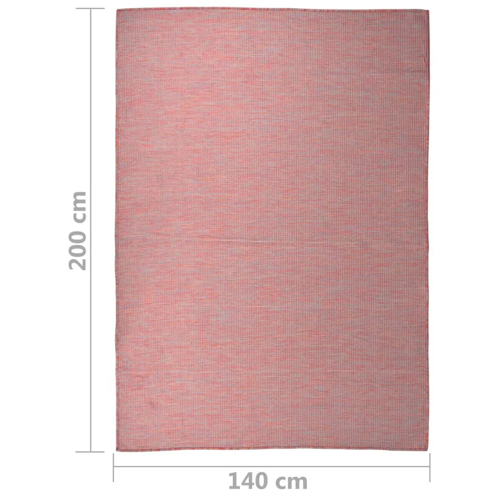 Outdoor Flatweave Rug 140x200 cm Red