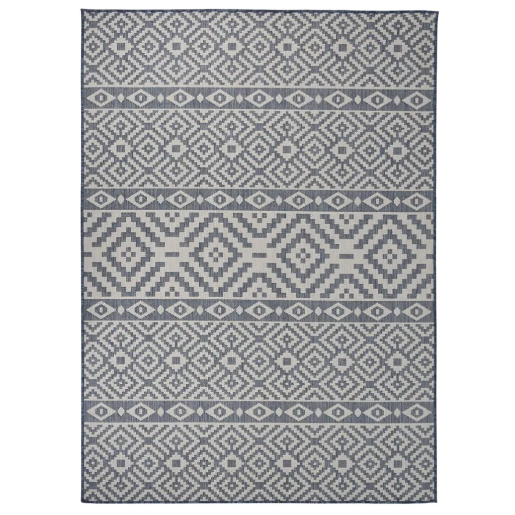 Outdoor Flatweave Rug 200x280 cm Blue Stripes