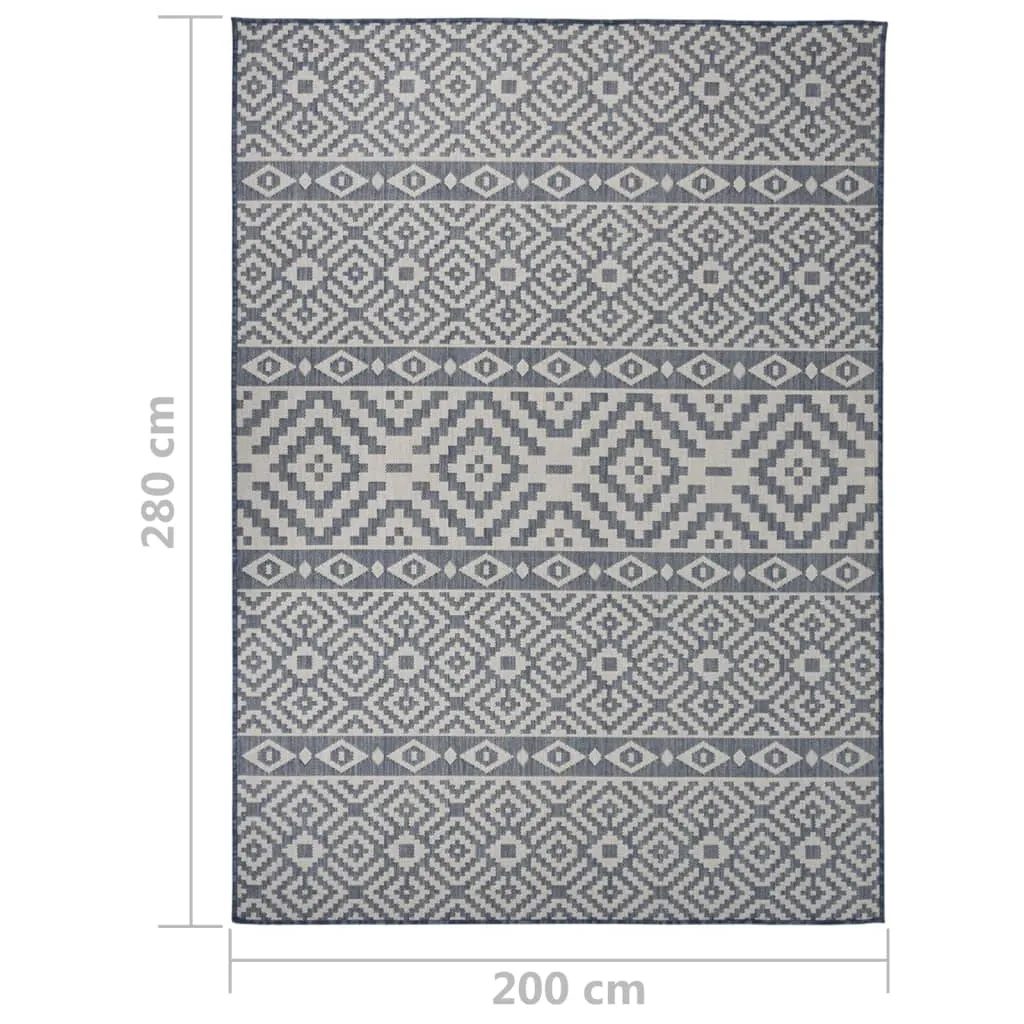 Outdoor Flatweave Rug 200x280 cm Blue Stripes