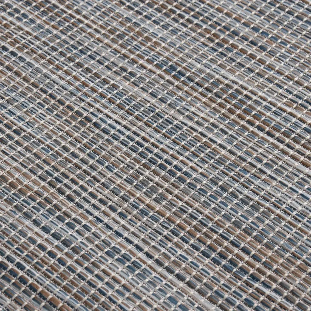 Outdoor Flatweave Rug 200x280 cm Brown and Blue