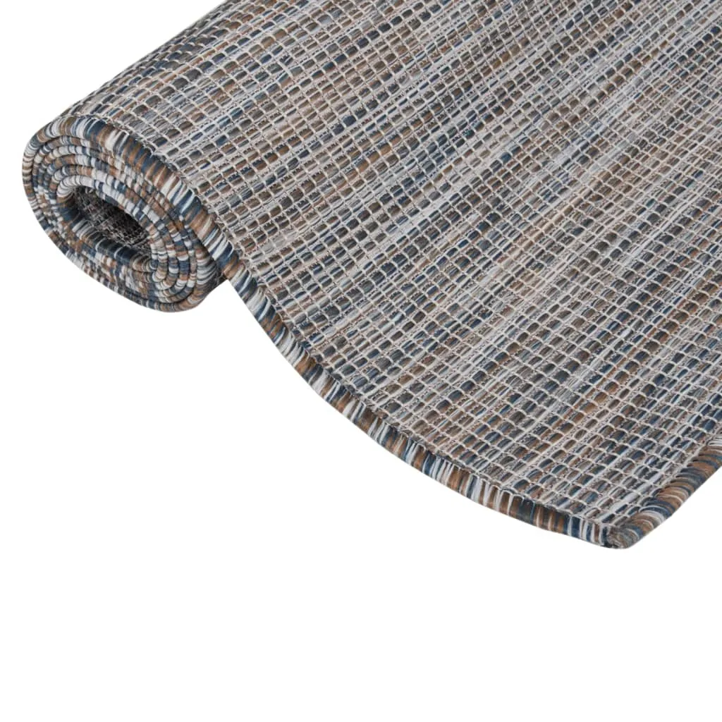 Outdoor Flatweave Rug 80x250 cm Brown and Blue