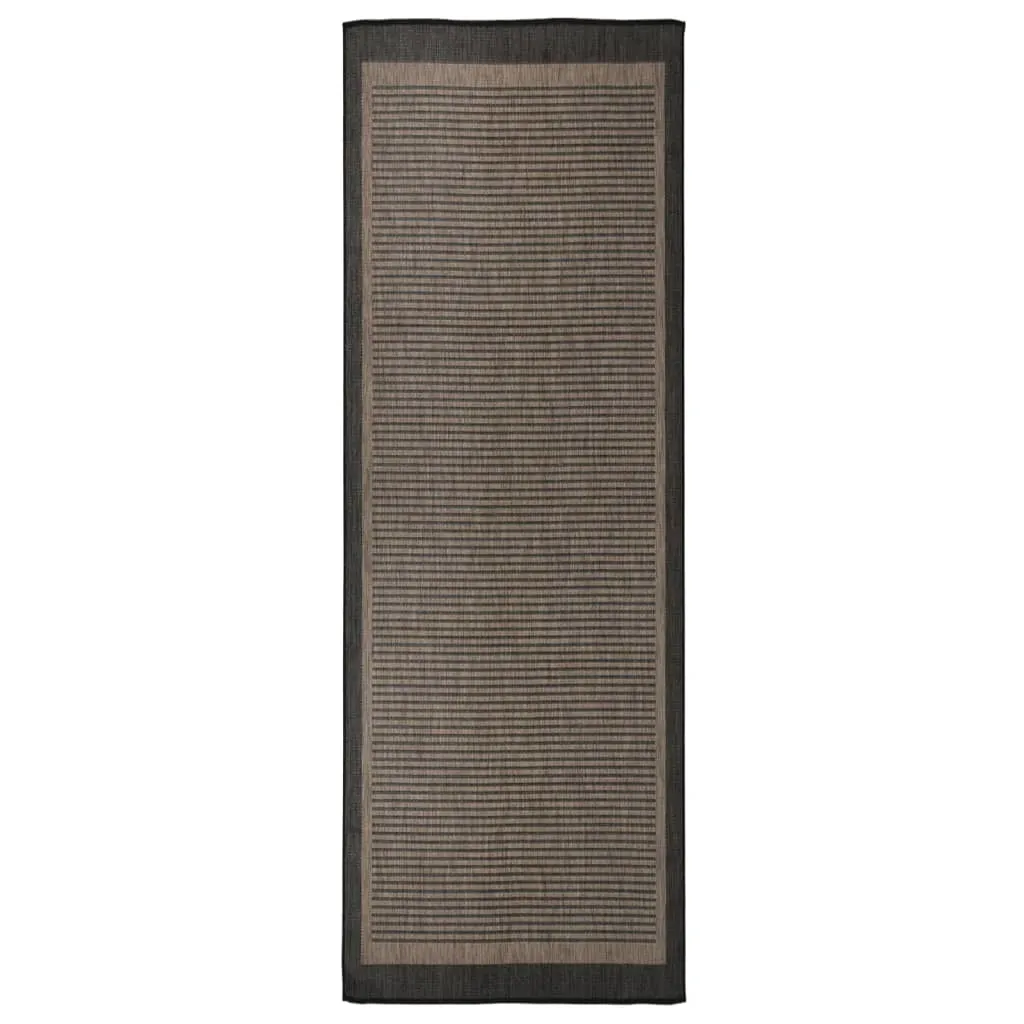 Outdoor Flatweave Rug 80x250 cm Dark Brown