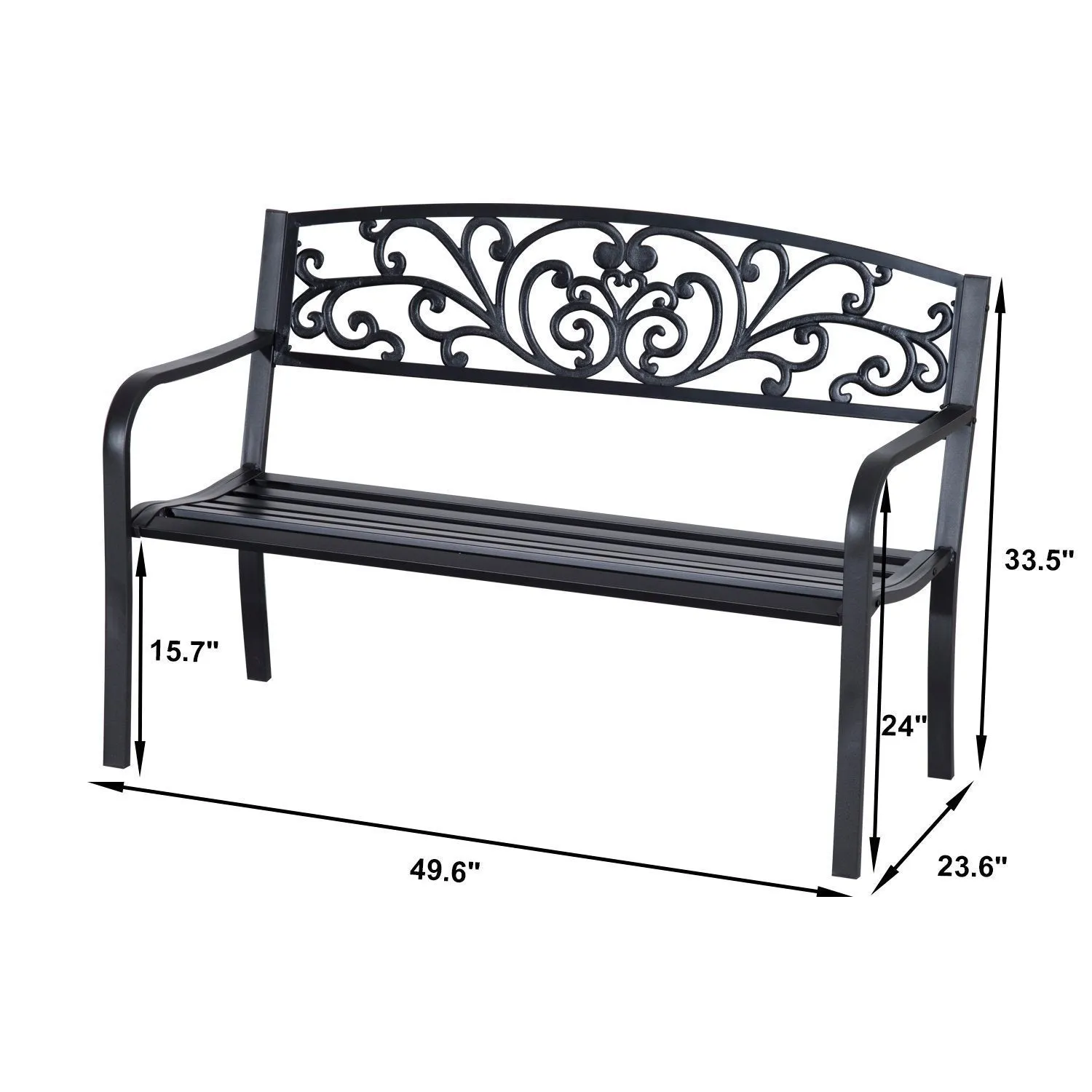 Outsunny 50&quot; Blossoming Garden Decorative Patio Park Bench