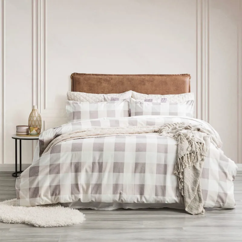 Park Avenue Buffalo Checks Egyptian Cotton Flannelette Quilt Cover Set