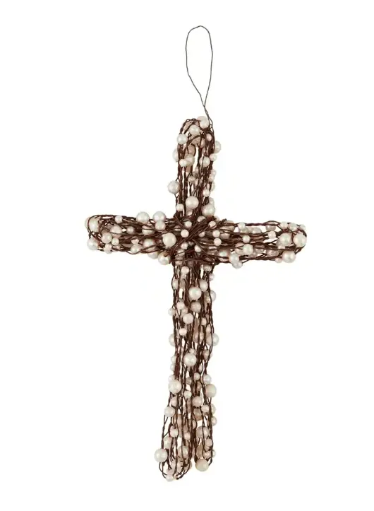 Pearl Beaded Wire Cross