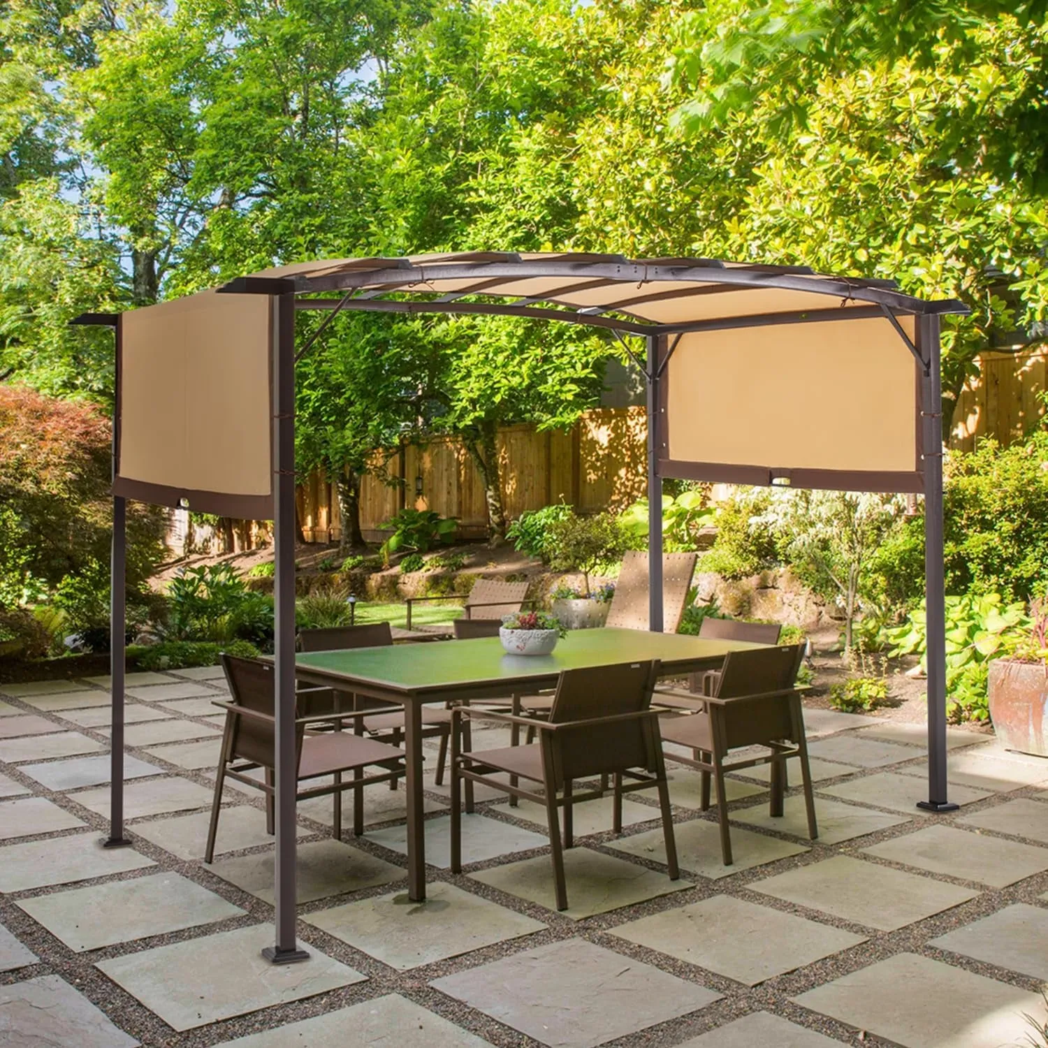 Pergola 9' X 12' Outdoor Pergola, Metal Patio Pergolas and Gazebos Clearance, Retractable Awning Pergola Shade Patio Cover Canopy with Stand for Shade and Rain, Canopies, Gazebos & Pergolas