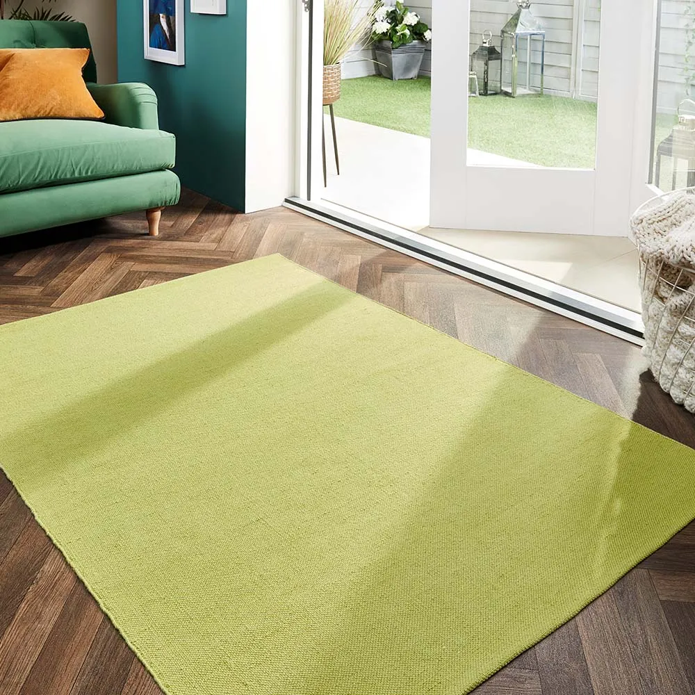 Plain Washable Rug Green