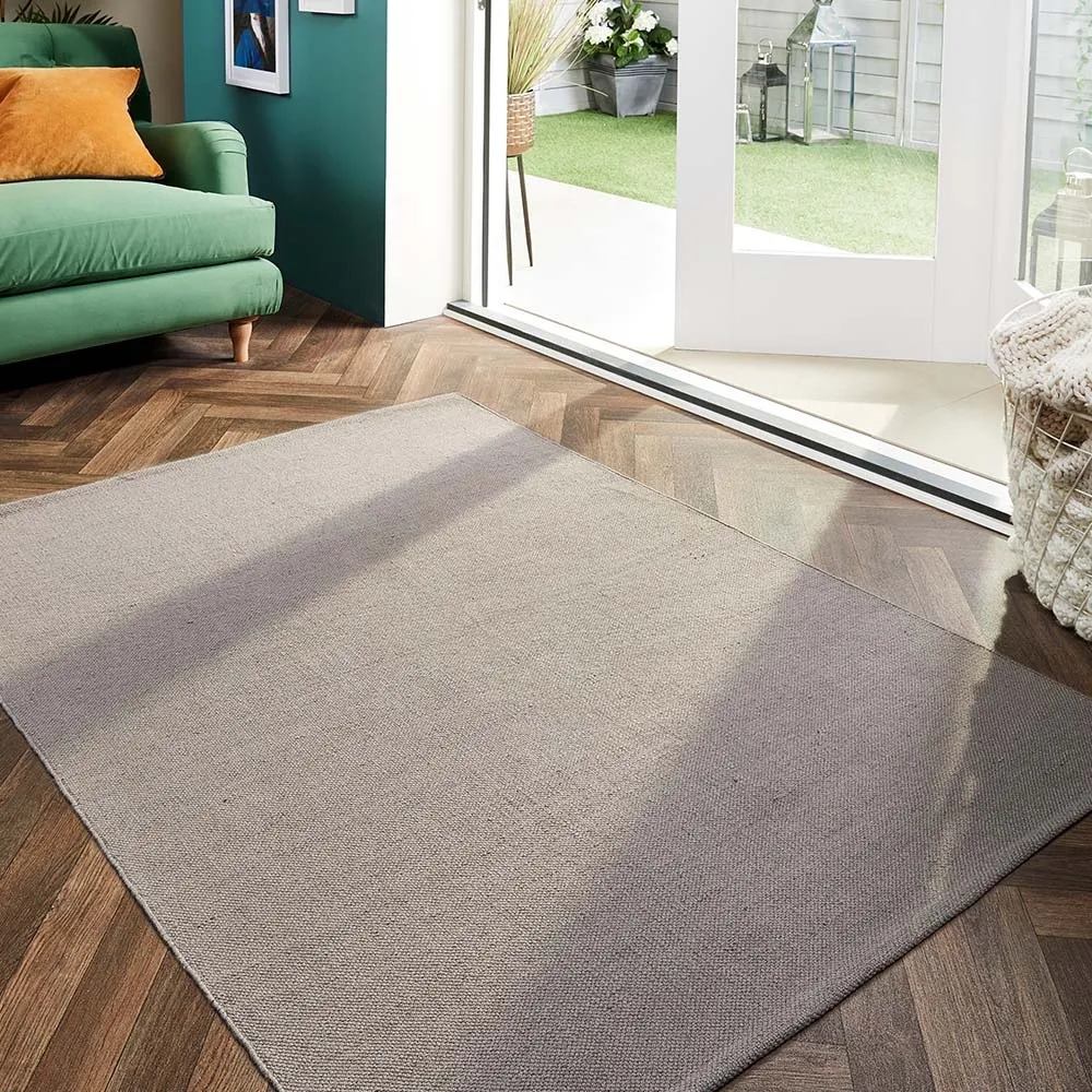 Plain Washable Rug Warm Grey