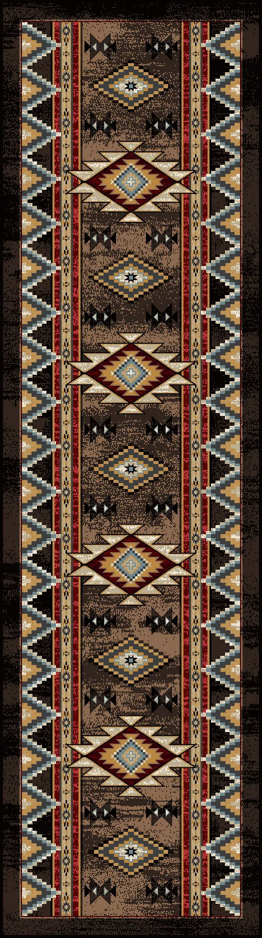 "Bowstrings - Brown" Southwestern Area Rugs - Choose from 6 Sizes!