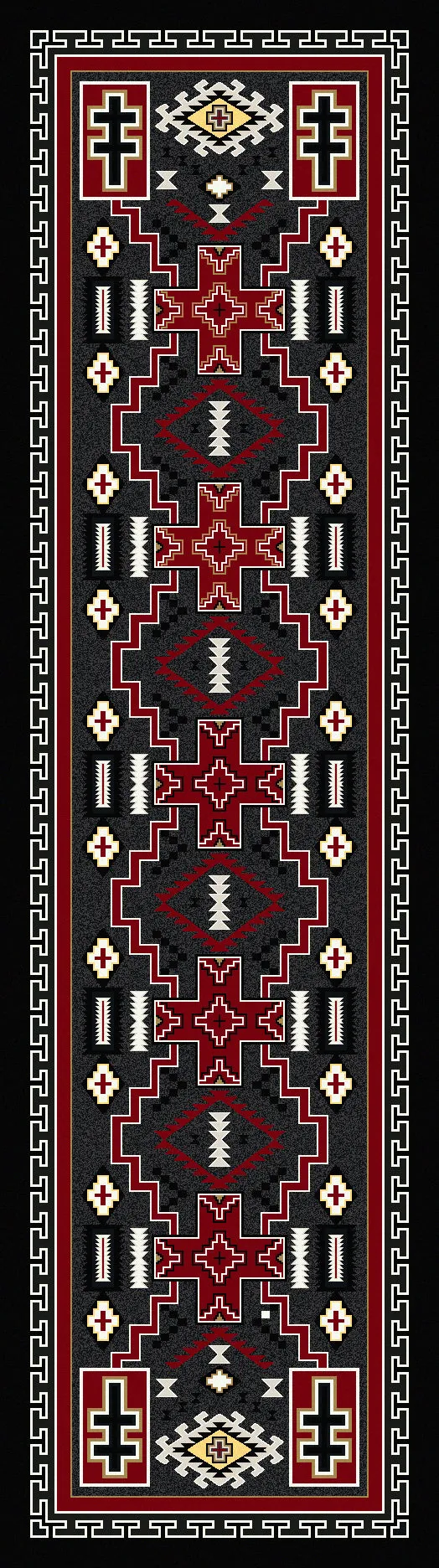 "Double Cross Gray" Southwestern Area Rugs - Choose from 6 Sizes!