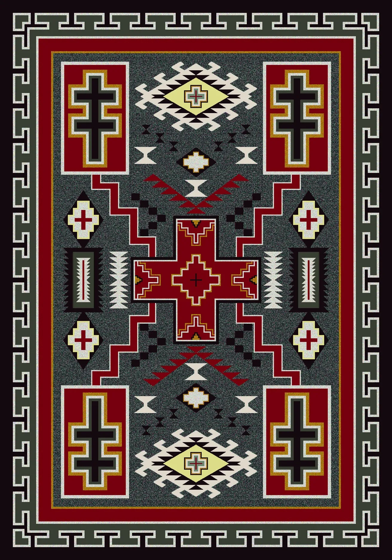 "Double Cross Gray" Southwestern Area Rugs - Choose from 6 Sizes!