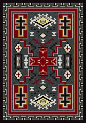 "Double Cross Gray" Southwestern Area Rugs - Choose from 6 Sizes!