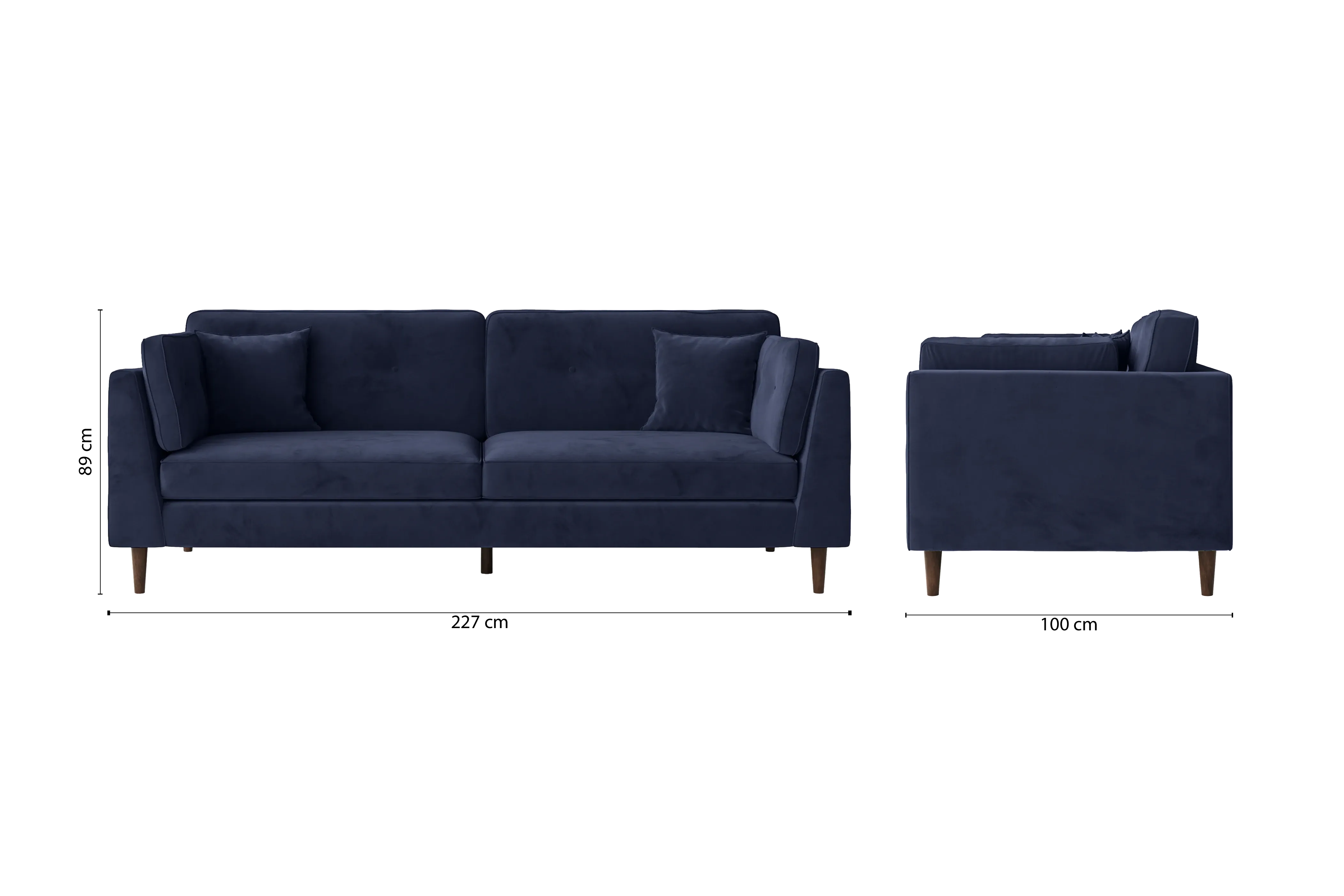 Ragusa 4 Seater Sofa Dark Blue Velvet