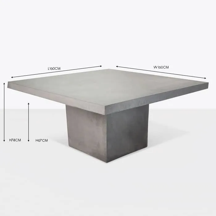 Raw Concrete Square Pedestal Table 160cm