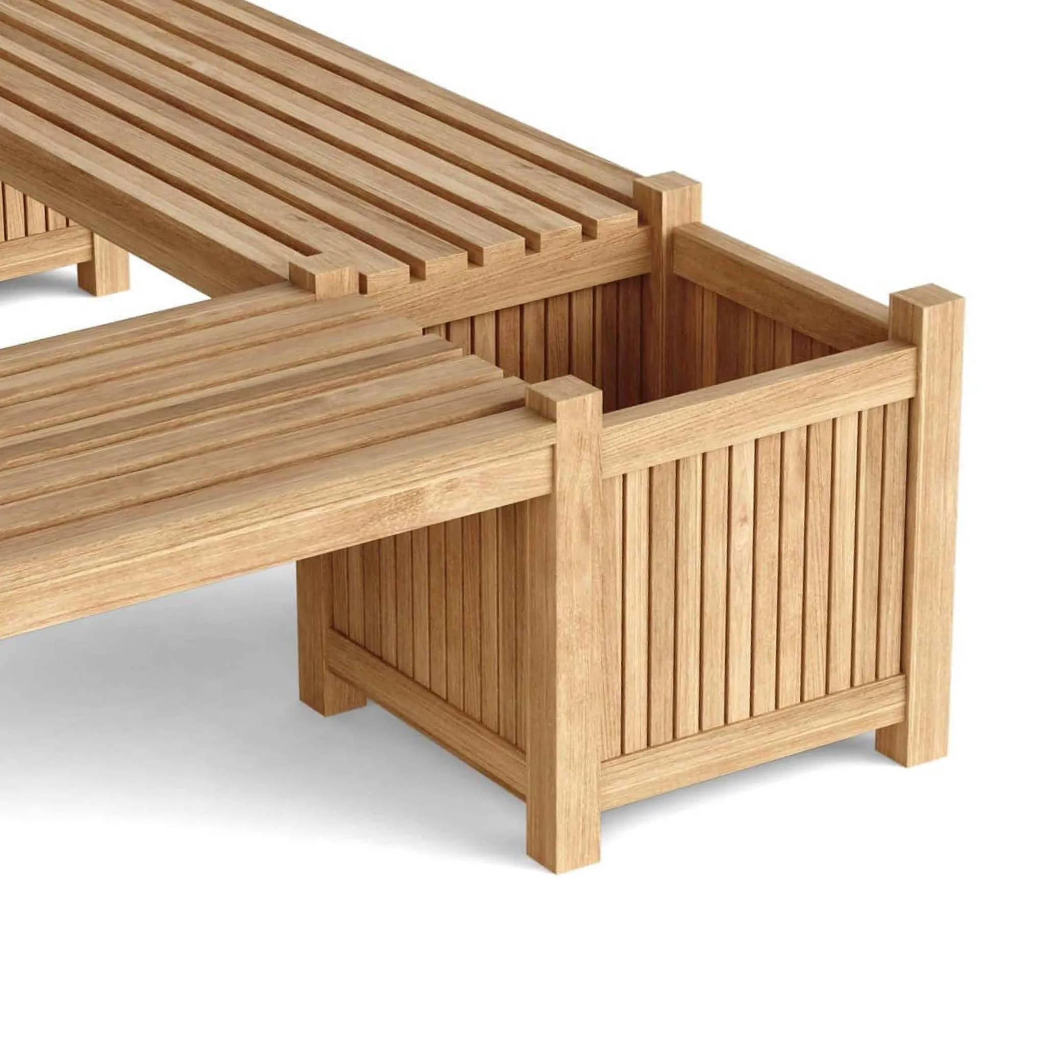 Raw Teak Chapman Bench, 2 Benches   3 Accessory Box - 19 H x 82 W x 82 L, Arrives In 5 - 9 Working Days.