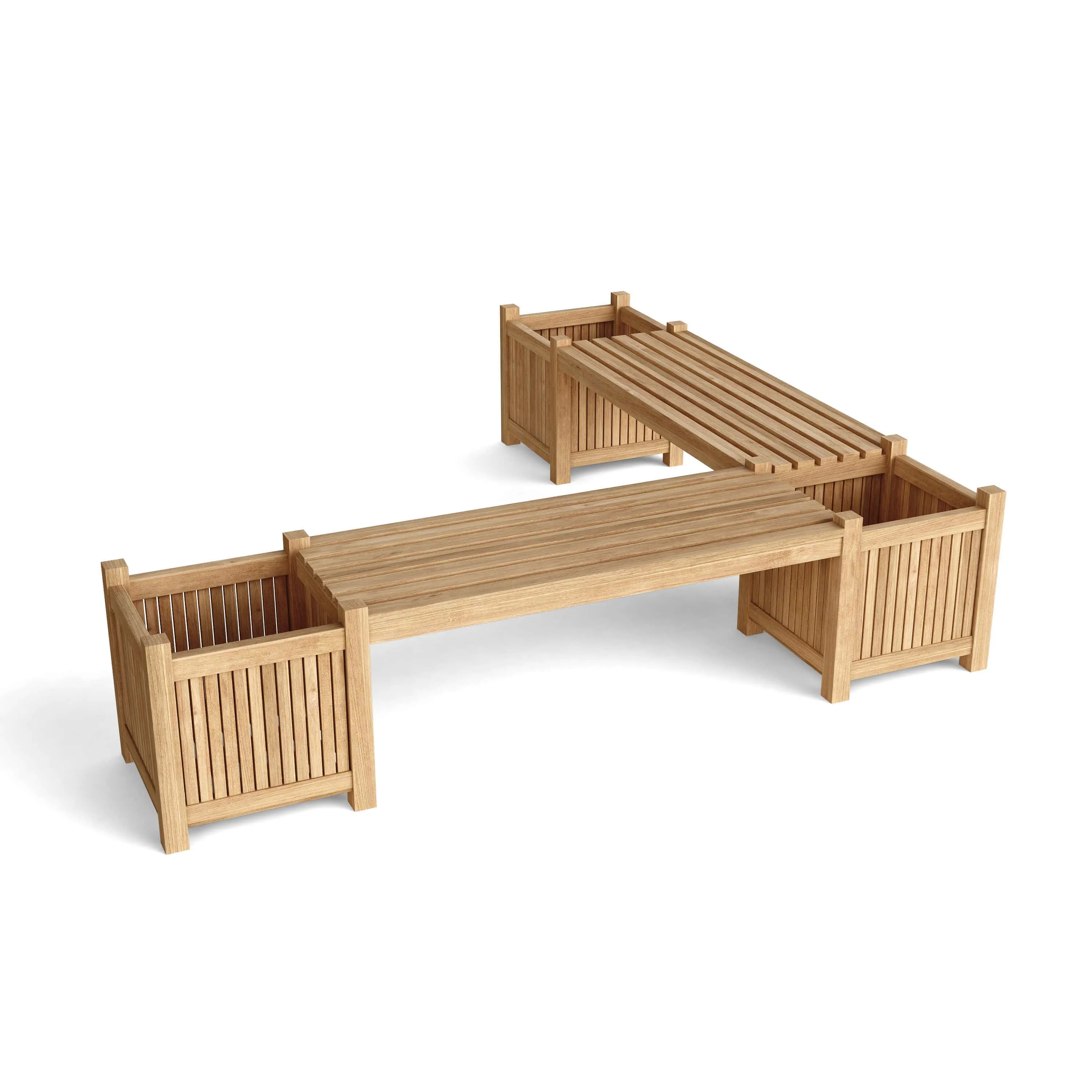 Raw Teak Chapman Bench, 2 Benches   3 Accessory Box - 19 H x 82 W x 82 L, Arrives In 5 - 9 Working Days.