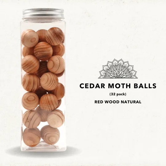 Red Cedar Wood Moth Balls Natural Moth Repellent - Pack of 32