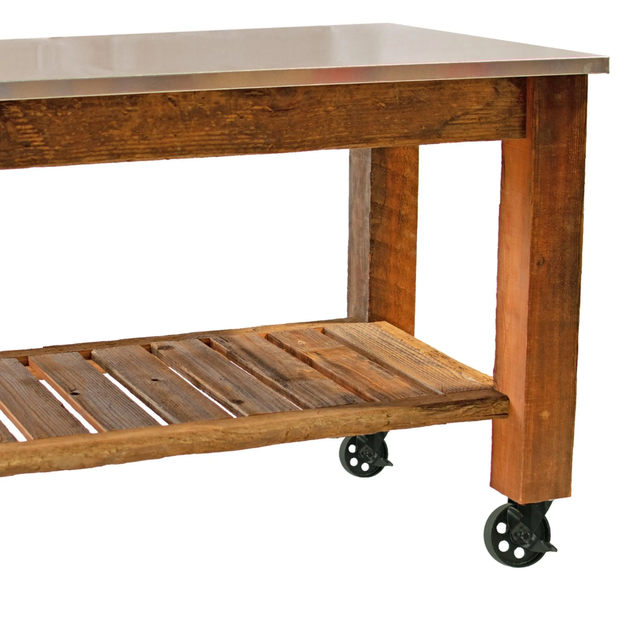 Redwood Potting Table Rolling Cart