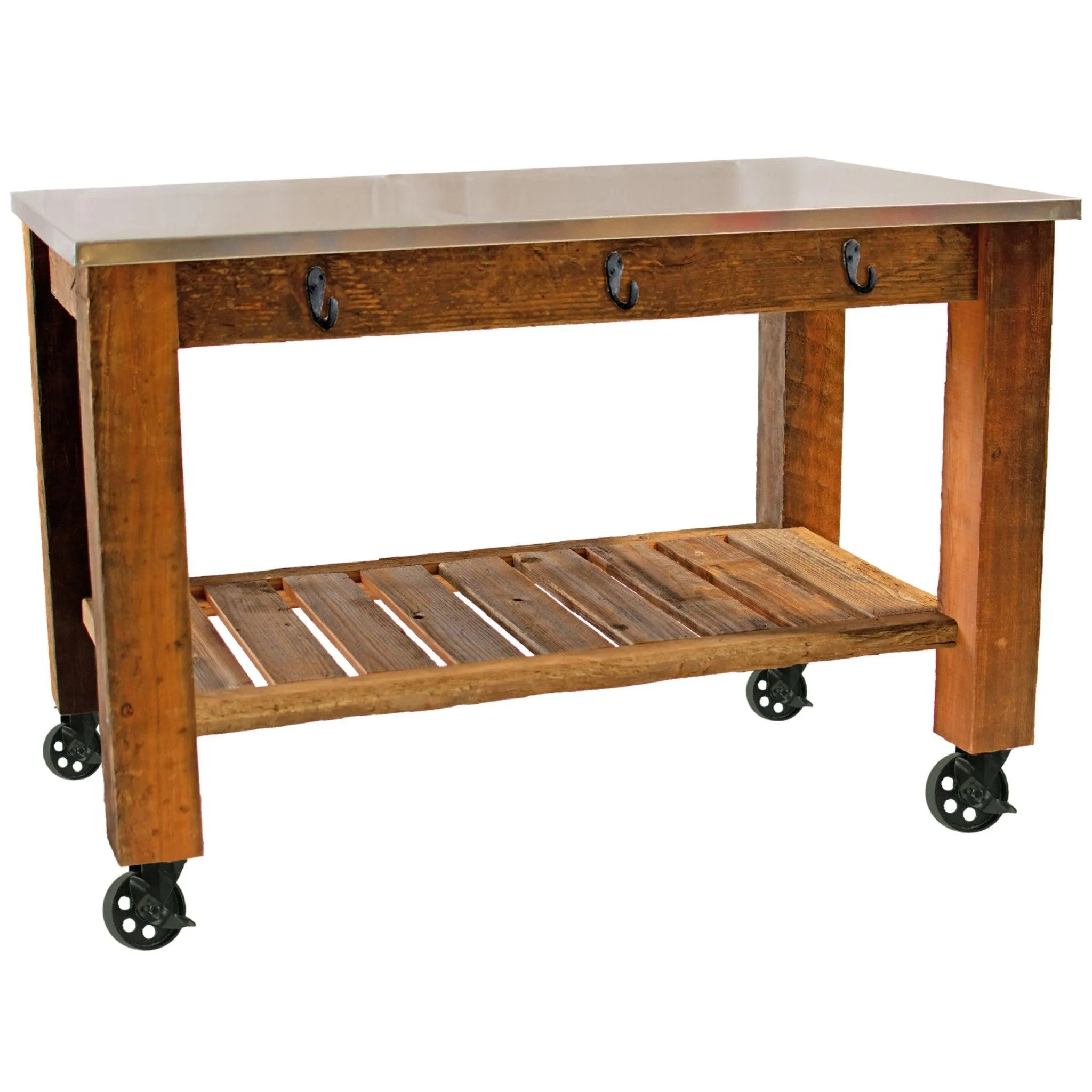 Redwood Potting Table Rolling Cart