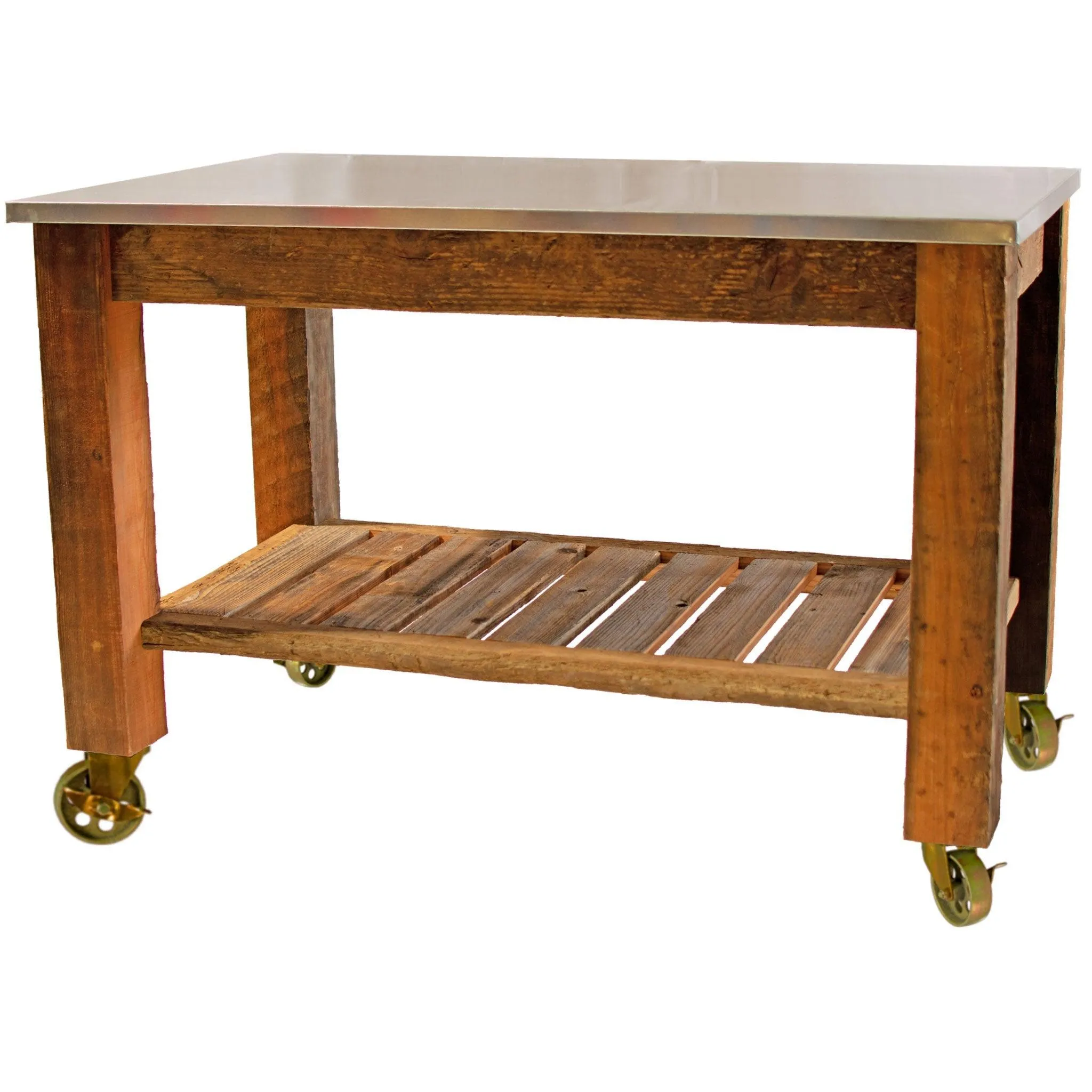 Redwood Potting Table Rolling Cart