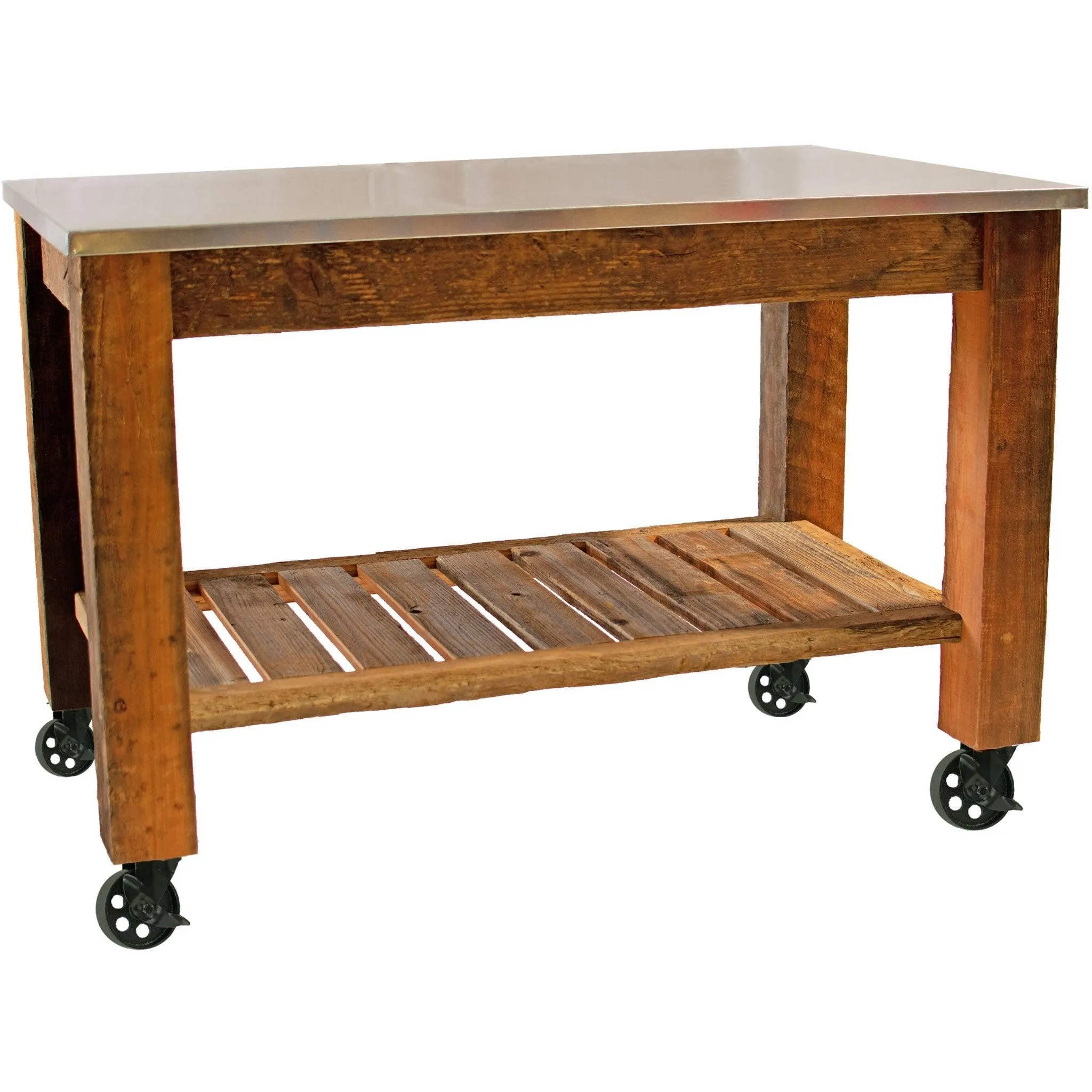 Redwood Potting Table Rolling Cart