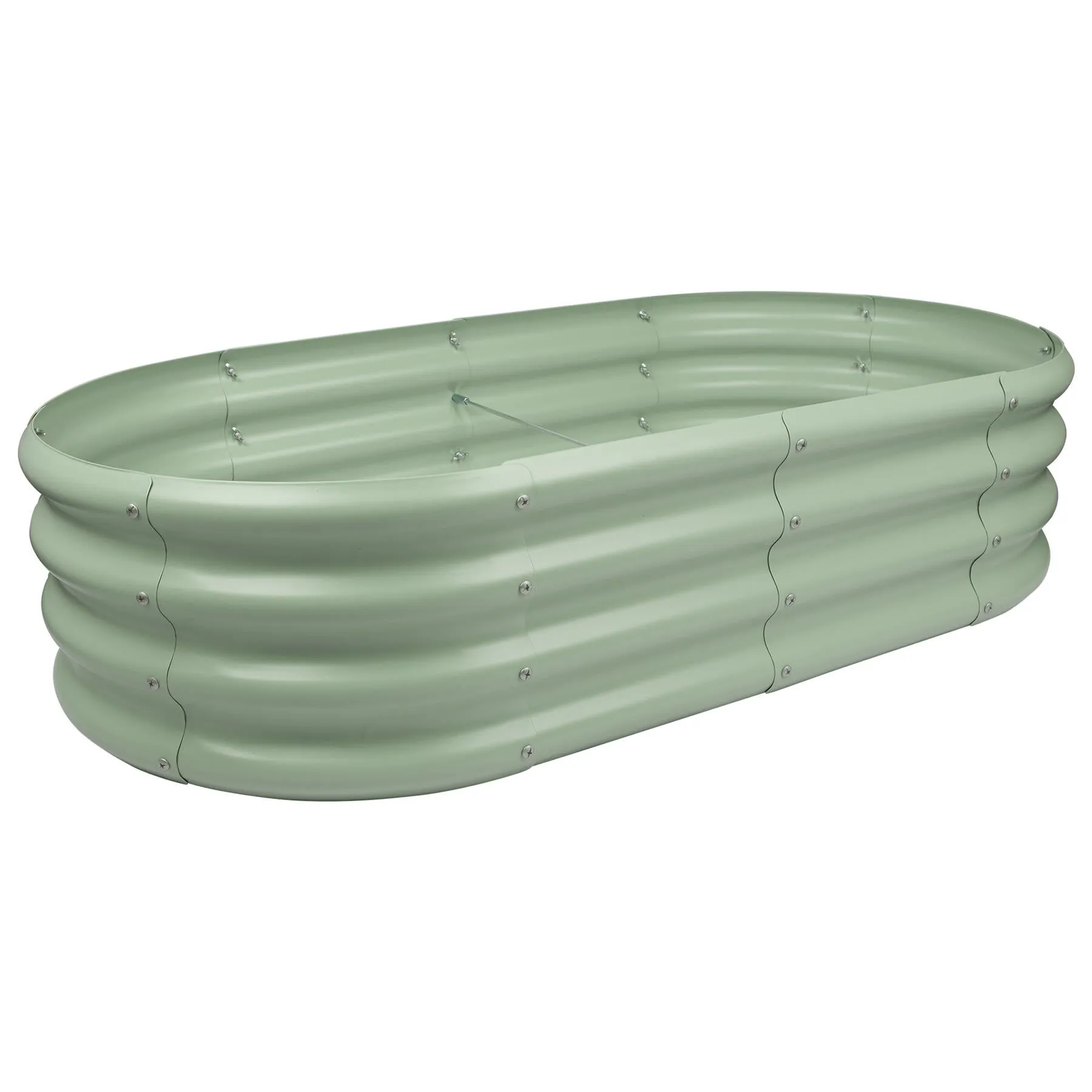 Rounded Galvanised Steel Raised Garden Bed - 120cm x 60cm - By Harbour Housewares