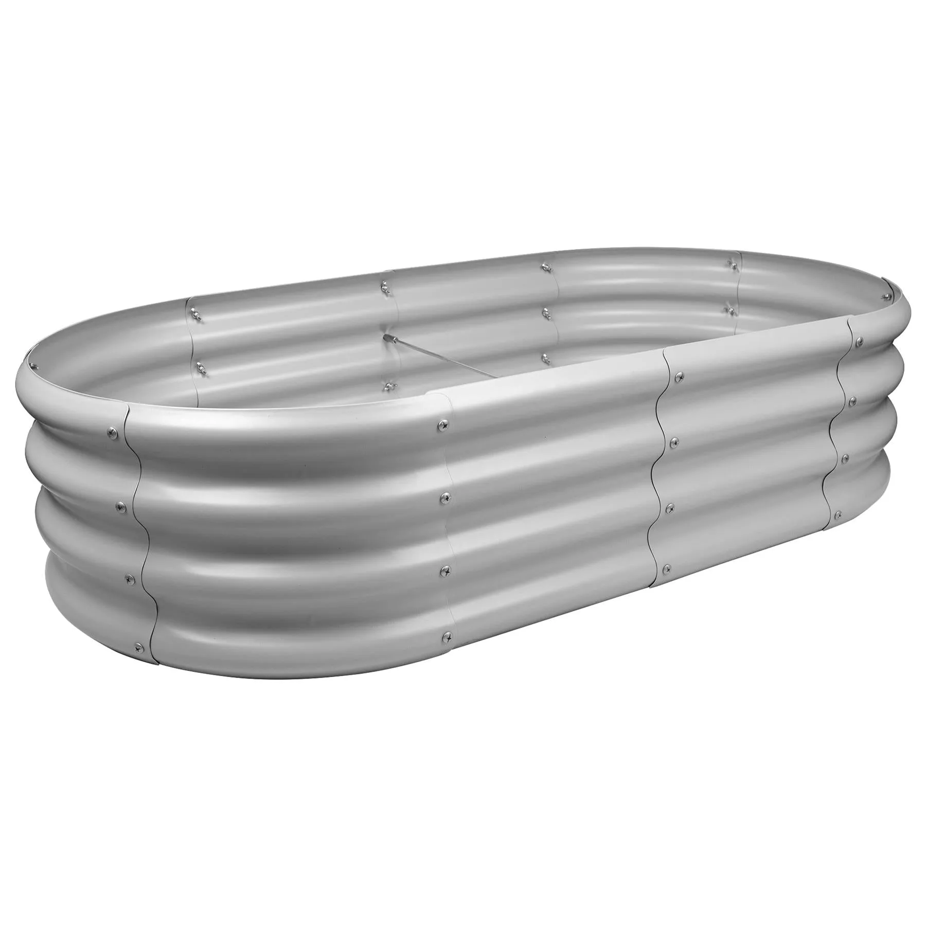 Rounded Galvanised Steel Raised Garden Bed - 120cm x 60cm - By Harbour Housewares