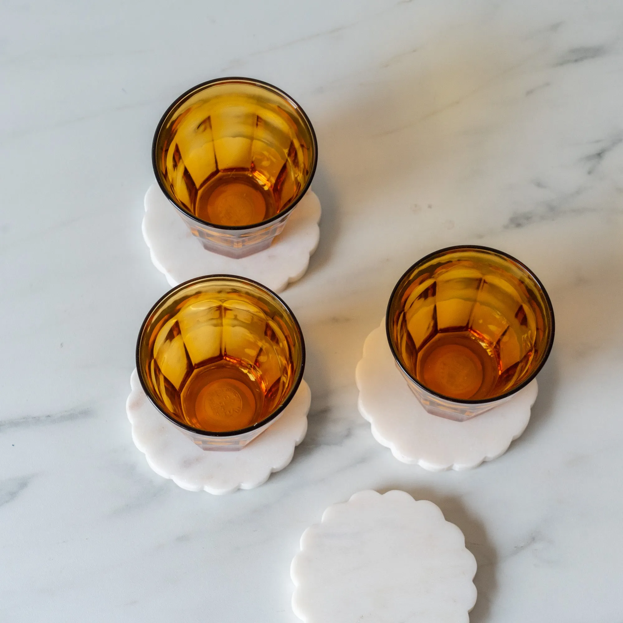 Scalloped Marble Coaster Set