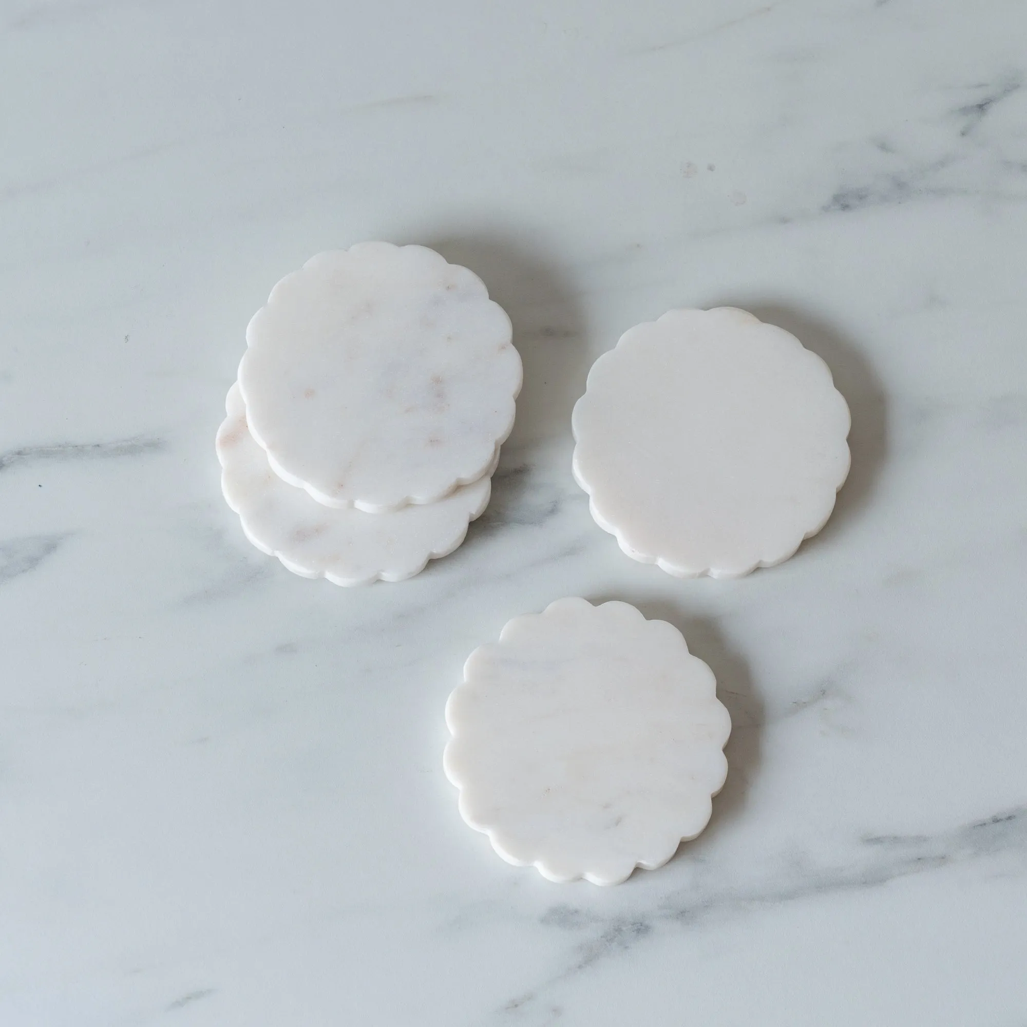 Scalloped Marble Coaster Set