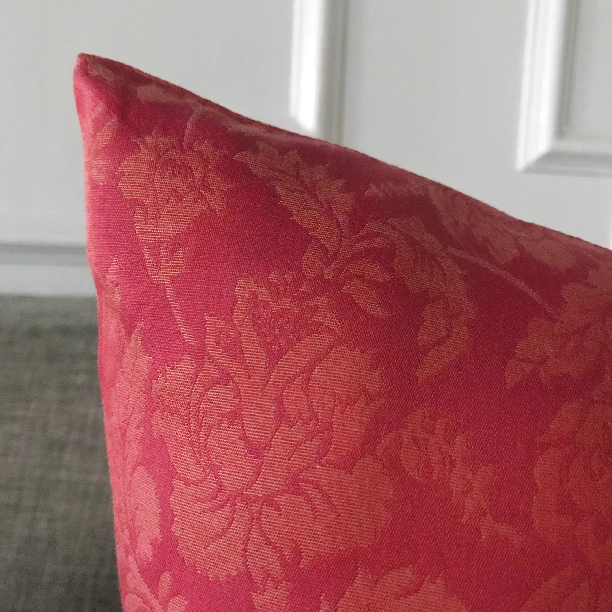 Silk Coral Floral Throw Pillow Cover 18x18