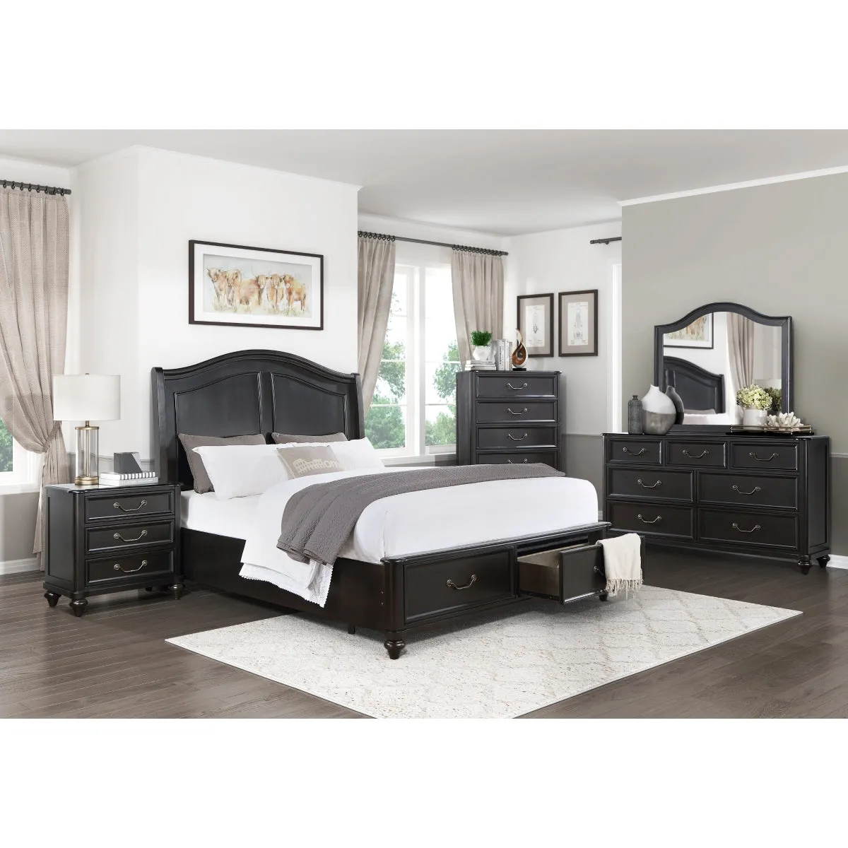 SleepHaven - Queen Platform Bed with Footboard Storage