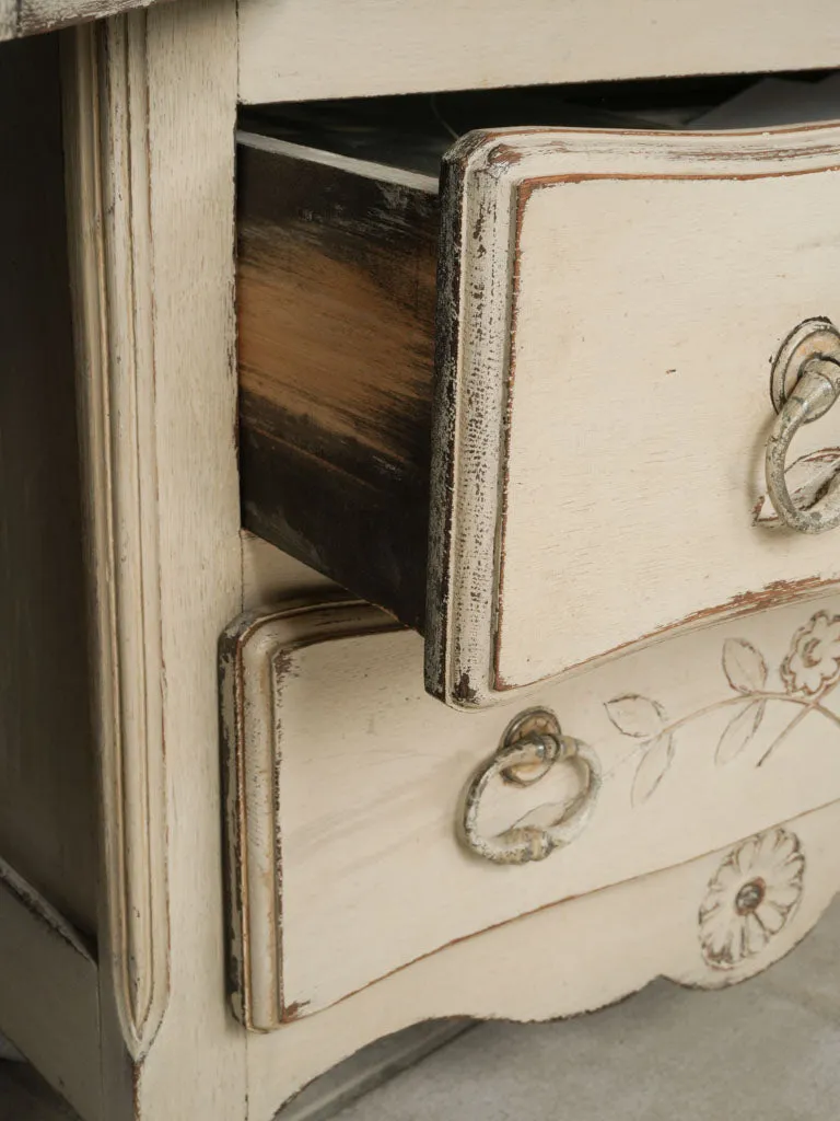 Small Antique French Hutch w/ Wire Doors & Beige Patina 59¾"