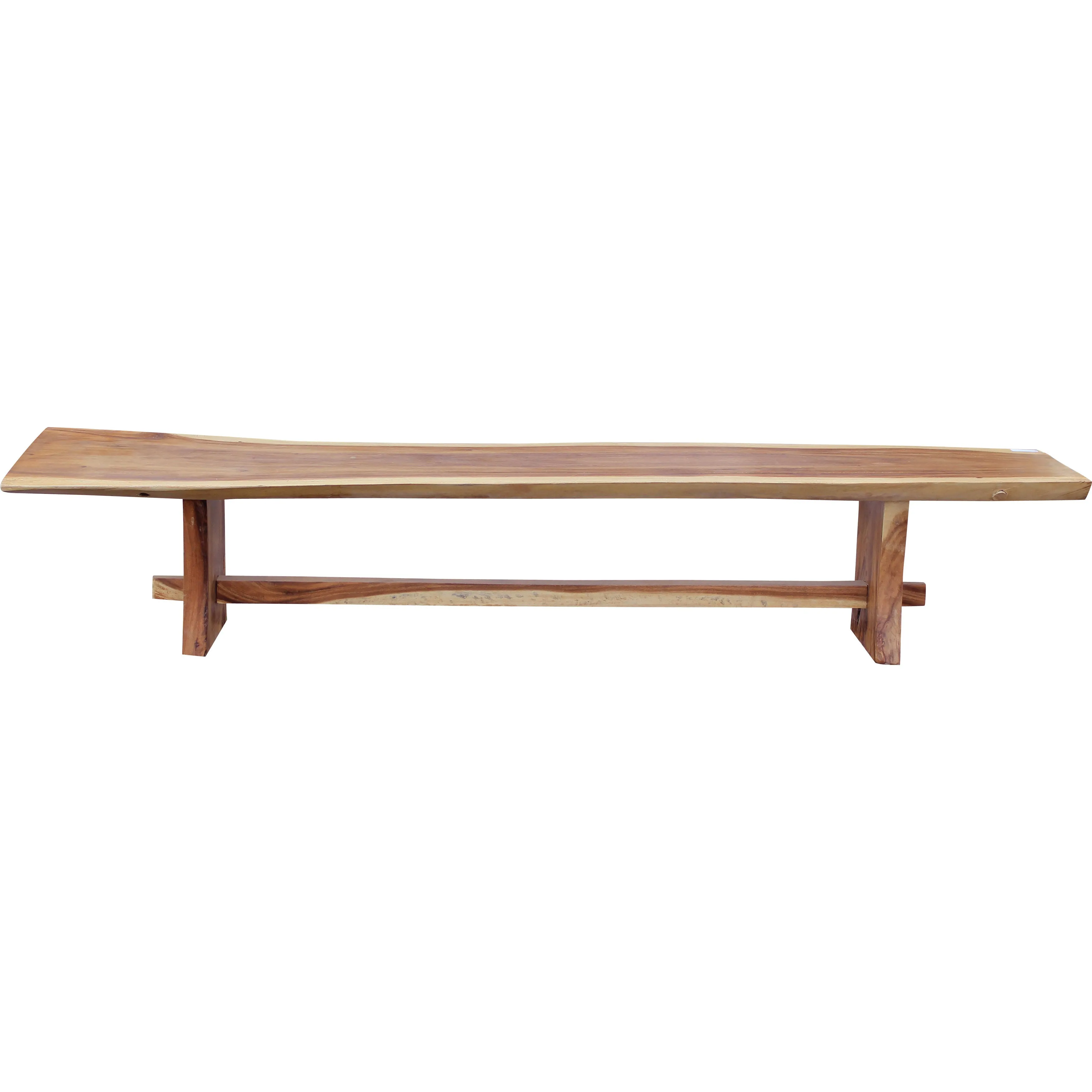 Suar Live Edge Slab Backless Bench, Approximately 118" Long