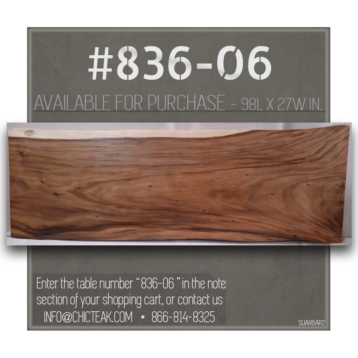 Suar Live Edge Slab Freestanding Bar with Shelf, 98 Inch (choice of table tops)