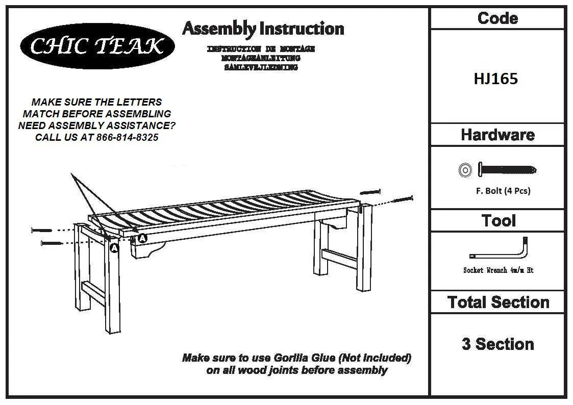 Teak Wood Santa Monica Backless Bench - 4 foot