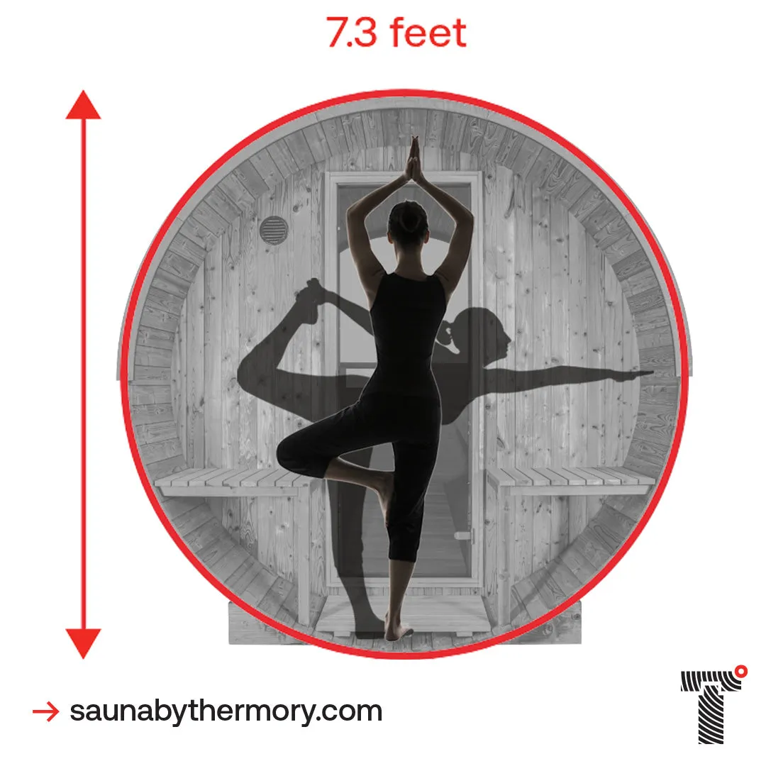 Thermory 4 Person Barrel Sauna No. 60 Barrel Sauna with Porch and Window