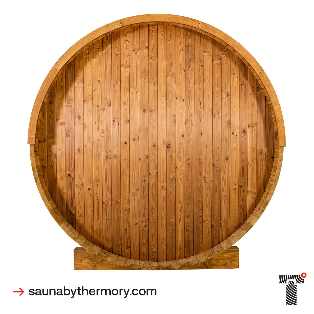 Thermory 4 Person Barrel Sauna No. 61 DIY Kit with Porch