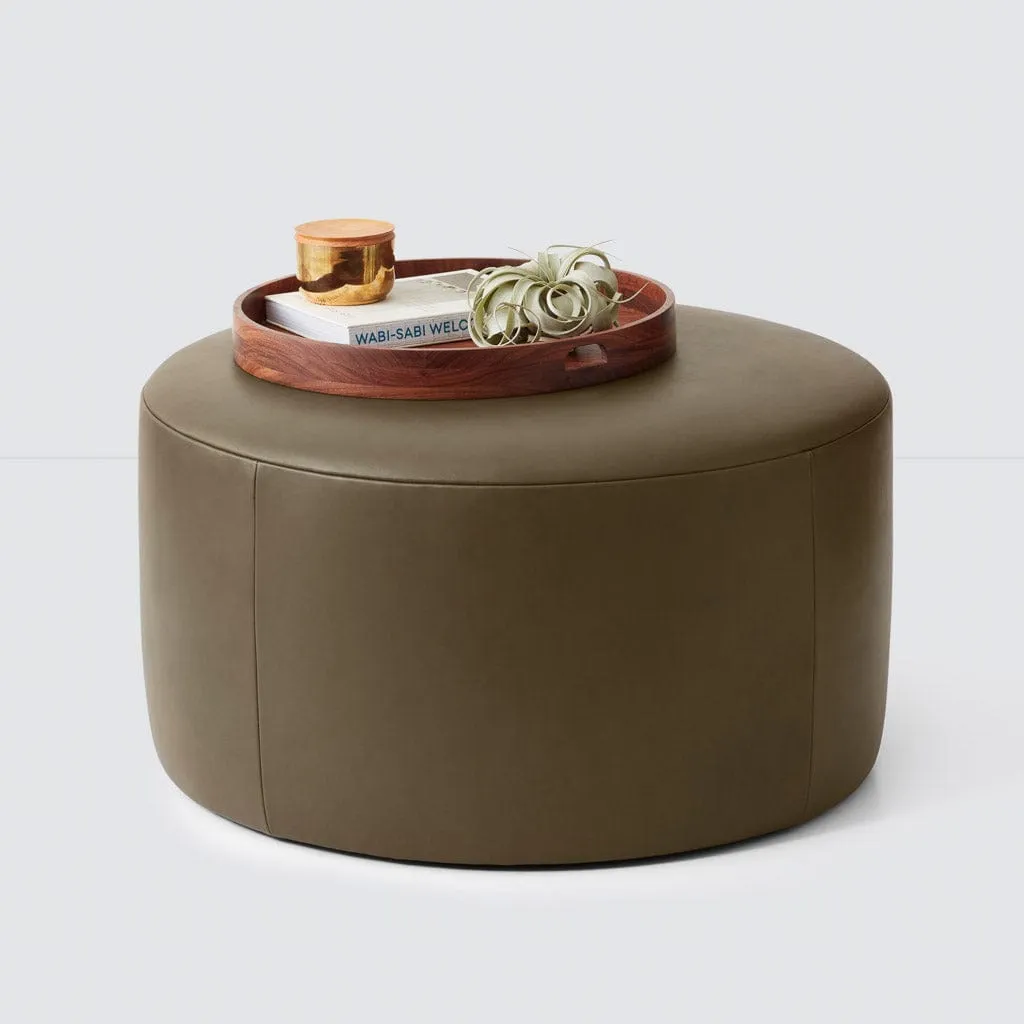 Torres Round Leather Ottoman - Medium & Large