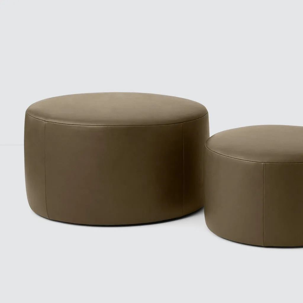 Torres Round Leather Ottoman - Medium & Large